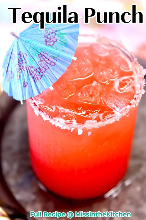 Tequila Punch is a tasty large batch cocktail to make for parties, celebrations and get togethers with friends. Just a few simple ingredients in this easy cocktail. Large Batch Beach Drinks, Mix Drinks Alcoholic Tequila, Large Batch Wedding Cocktails, Alcoholic Drinks By The Gallon, Tequila Punch For A Crowd, Tequila Big Batch Cocktails, Strong Mixed Drinks Alcohol, Easy Fruity Alcohol Drinks Simple Cocktail Recipes, Easy Beach Drinks Alcohol