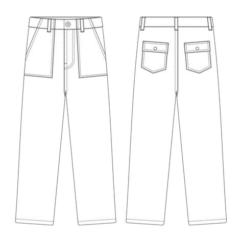 Template fatigue pants vector illustration flat design outline clothing Design Outline, Fatigue Pants, Apparel Design Inspiration, Denim Flats, Denim Embroidery, Illustration Flat, Flat Sketches, Shirt Illustration, Sewing Pattern Design