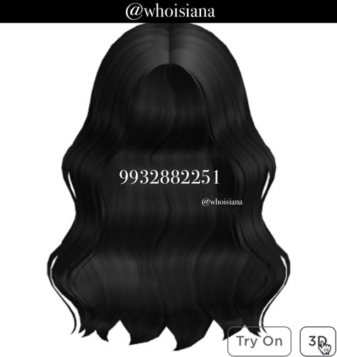 Middle Part Waves, Black Hair Roblox Codes, Black Hair Bangs, Black Hair Roblox, Aesthetic Roblox Royale High Outfits, Dance Hairstyles, Coding Clothes, Black Curly Hair, Coding For Kids