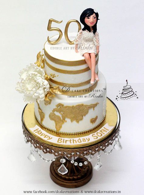 Personalised 50th Birthday Cake 50th Birthday Cakes For Women Elegant, 50th Birthday Cake For Women, Birthday Cake For Women Elegant, Cake For Women, 50th Birthday Party Themes, 75 Birthday Cake, Golden Birthday Cakes, Birthday Cake Decorations, Fabulous 50