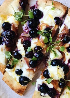 Blueberry Ricotta Pizza, Blueberry Flatbread With Goat Cheese, Blueberry Feta Dip, Cheap Meals To Make For A Crowd, Baked Feta And Blueberries, Blueberry Pizza Dessert, Feta Cheese Dessert Recipes, Blueberry Flatbread, Blueberry Dinner