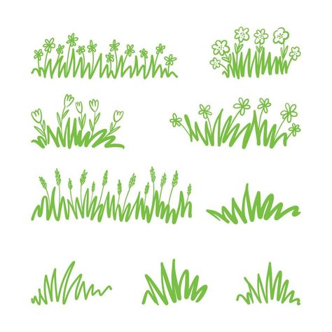 Easy Grass Drawing, Simple Grass Drawing, Grass And Flowers Drawing, Cute Grass Drawing, Draw Grass Easy, Grass Drawing Easy, Easy Nature Sketches, Field Drawing Easy, Garden Drawing Easy