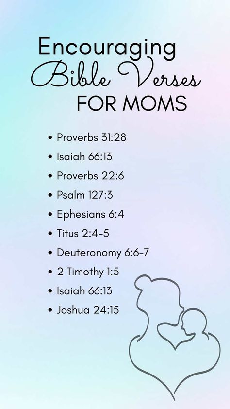 These encouraging Bible verses for moms are sure to encouage any mom in her journey of motherhood. Verses For Parenting, Bible Study For New Moms, Bible Verses For Moms, Verses For Moms, Comfort Verses, Family Bible Verses, Bible Verse For Moms, Hope Bible Verses, Bible Journaling For Beginners