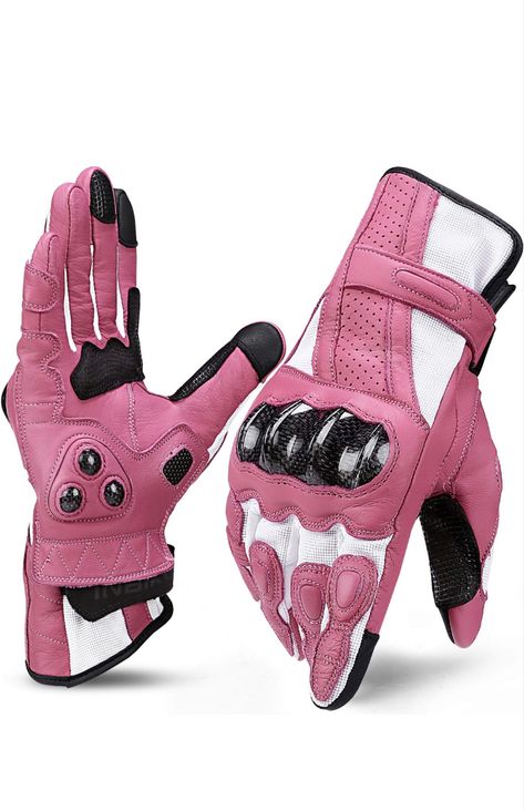 Motorcycle Gloves Women, Pink Motorcycle Gear, Motorcycle Outfits For Women, Pink Motorbike, Motorcycle Gear For Women, Pink Motorcycle Helmet, Moto Rose, Motorbike Gear, Biker Gloves