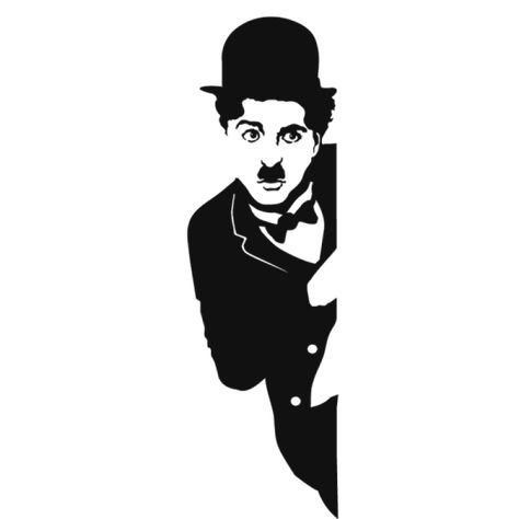 Charlie Chaplin Stencil, Simple Wall Paintings, Silhouette Disney, 얼굴 그리기, Wall Drawing, Wall Paint Designs, Pencil Art Drawings, Charlie Chaplin, Stencil Art