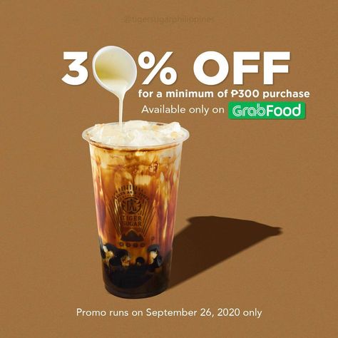 Tiger Sugar – Get 30% Off with Minimum Purchase of ₱300 via GrabFood Coffee Ads, Fast Food Advertising, Drinks Poster, Coffee Advertising, Food Promotion, Adobe Photoshop Design, Food Post, Food Template, Social Media Branding Design