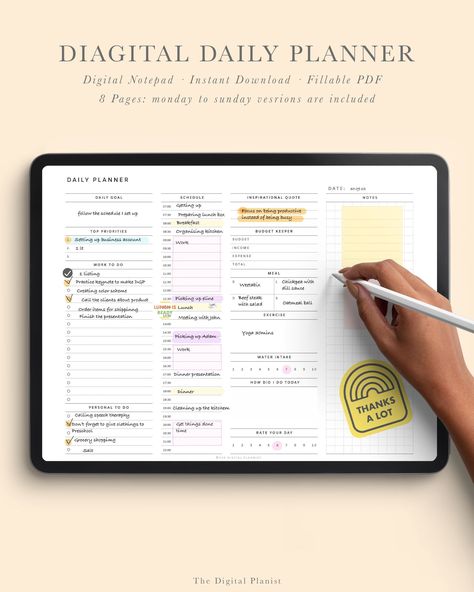 Goodnotes For Work, Digital Planner Etsy, Goodnote Planner, Ipad Productivity, Planner For Work, Digital Notepad, Digital Planner Ideas, Planner For Ipad, Digital Daily Planner