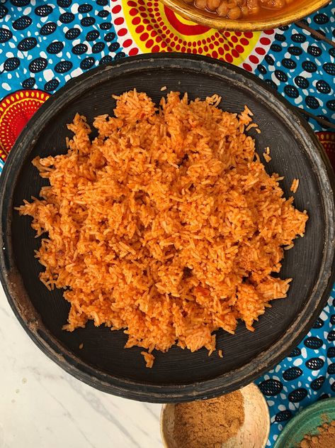 Jollof Rice — Zoe's Ghana Kitchen Jollof Rice Recipe Ghana, Groundnut Oil, Ghana Food, Bone In Chicken, West African Food, Jollof Rice, Couscous Recipes, Hot Pepper Sauce, Scotch Bonnet