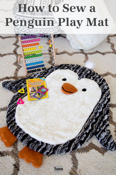 Sew Play Mat, Baby Play Mat Diy Sewing Free Pattern, Baby Floor Mat Diy, Baby Play Mat Diy Sewing, Play Mat Pattern, Penguin Sewing Pattern, Flannel Scraps, Play Mat Diy, Penguin Blanket