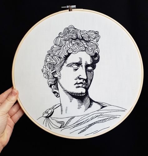 Greek Mythology Embroidery, Fusion Outfits, Greek Embroidery, Apollo Greek, Apollo Statue, Ancient Greek Sculpture, Greek Statues, Ancient Statues, Greek Sculpture