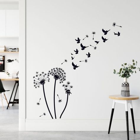 Tattoo Artist Quotes, Flower Art Wall, Dandelion Wall Decal, Embroidered Canvas Art, Mirror Decals, Living Room Nursery, Word Wall Art, Dandelion Flower, Wall Paint Designs