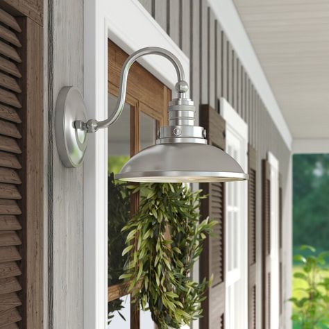 Longshore Tides Atterberry Outdoor Barn Light & Reviews | Wayfair Salon Lighting, Modern Farmhouse Lighting, Outdoor Barn Lighting, Bulkhead Light, Barn Light, Garage Lighting, Brass Wall Light, Outdoor Sconces, Modern Rustic Interiors