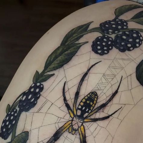 Whitney Caskey on Instagram: "Excited to finish up this yellow garden spider piece today! Thanks so much to Elise for being one of the ones to claim this from my last flash drop, I love how she turned out 🕷 🖤" Garden Spider Tattoo, Yellow Garden Spider, Fruit Tattoo, Garden Spider, Garden Tattoos, Mom Tattoo Designs, Bug Tattoo, Insect Tattoo, Wicked Tattoos