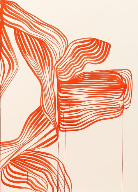 TANYA LING, Line Painting (04208), 2018Dr. Ph, Martin’s Fine Art Watercolor Ink (3H Brilliant Cad Red) on White Somerset Satin1425 x 1025 mm.Framed: 1484 x 1084 x 50 mm. £12,000 framed, inc. VAT Prints Patterns Design, Line Painting Ideas, Red Illustration Art, Red White Aesthetic, Abstract Art Orange, Red Line Art, Line Aesthetic, Painting Lines, Orange Abstract Painting