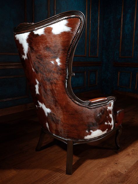 Cowhide Accent Chair, Cowhide Chairs, Cowhide Accents, Western Bar Stools, Cowhide Decor, Bourbon Room, Saddle Bar Stools, Western Gothic, Cowhide Chair