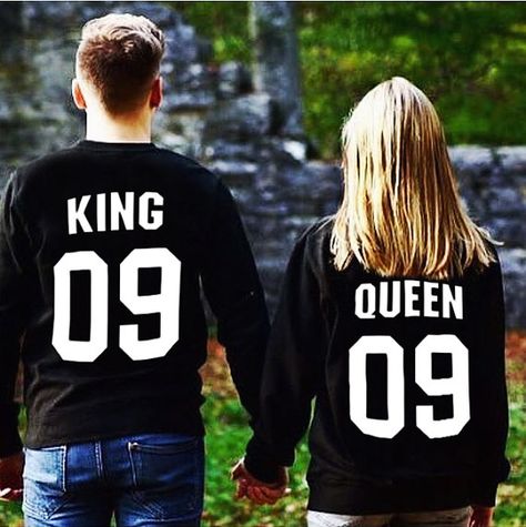 King and Queen matching Sweaters King and Queen Couples Couples Sweatshirts Hoodie, Cute Couple Hoodies, His And Hers Hoodies, King Queen Shirts, Couple Matching Outfits, Matching Hoodies, Queen Pictures, Queen Tshirt, Matching Sweaters