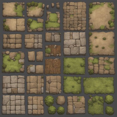 Dnd Dungeon Tiles, Level Design 2d, Dnd Map Assets, Dnd Assets, Dnd Dungeon, Top Down Game, Terrain Texture, Road Texture, Dnd Terrain