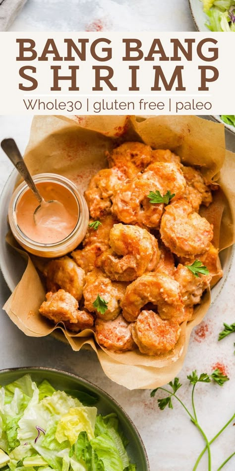 Paleo Bang Bang Shrimp, Easy Gluten Free Shrimp Recipes, Whole 30 Bang Bang Shrimp, Gluten Dairy Free Shrimp Recipe, Gluten Free Recipes Shrimp, Gluten Free Breaded Shrimp, Shrimp Whole 30 Recipes, Gluten Free Shrimp Appetizers, Gluten Free Dairy Free Shrimp Recipes