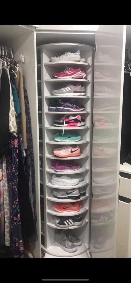 Rotating Corner Shoe Cabinet, Shoe Spinner Closet, 100 Pairs Of Shoes Storage, Shoe Carousel Closet, Walk In Wardrobe Shoe Storage, Shoe Box Valentine Boxes, Corner Shoe Shelves, Shoe Storage Master Closet, Shoe Sorter