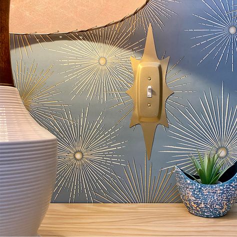 Update Light Switches, Art Deco Light Switch, Cool Light Switch Covers, Diy Switch Plate Covers Ideas, Gold Light Switch Cover, Light Switches Ideas, Switch Plates Ideas, Mid Century Light Switch, Brass Switch Plates