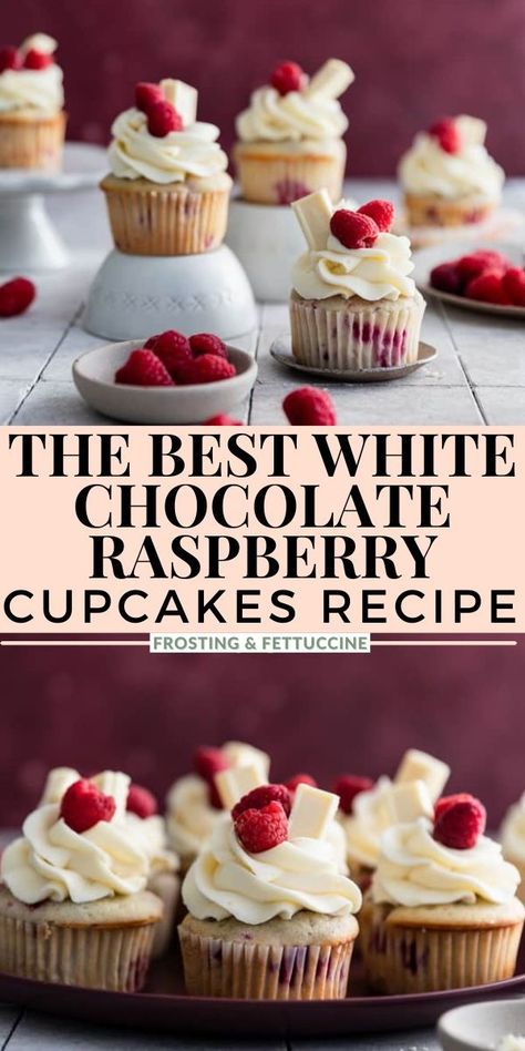 Vanilla And Raspberry Cupcakes, Chocolate Covered Strawberries Cupcakes, Fun Cupcake Flavor Ideas, Crave Cupcakes Copycat Recipe, Cute Chocolate Cupcakes, Tirimasu Cupcake Recipes, White Cupcakes With Raspberry Filling, Raspberry Valentine Desserts, Valentine Cupcakes Recipes