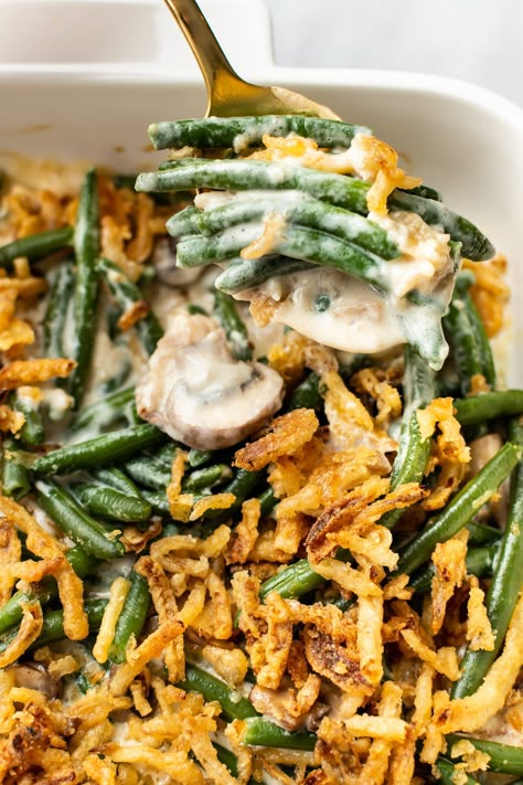 Vegan Greenbean Casserole Recipe, Fresh Green Bean Casserole, Cheesy Green Bean Casserole, Best Green Bean Casserole, Slow Cooker Green Beans, Homemade Green Bean Casserole, Green Bean Casserole Recipe, The Best Green Beans, Classic Green Bean Casserole