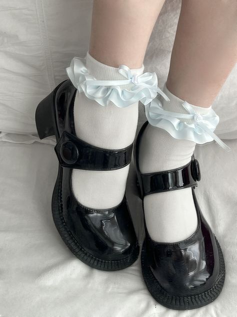 This price is for a pair of socks only. Ruffle Socks With Boots, Socks With Frills, Cute Socks Ankle, Frilly Socks And Heels, Mary Janes With Socks, Socks With Ruffles, Ruffle Sock, Contrast Outfit, Frill Socks