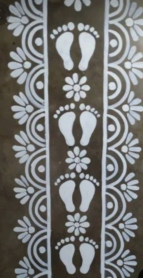 Alpona Borders, Line Alpona Design, Alpona Design Simple, Diwali Alpona, Alpana Designs Bengali Border, Rajasthani Rangoli, Paint Rangoli, Alpana Designs, Kolka Design