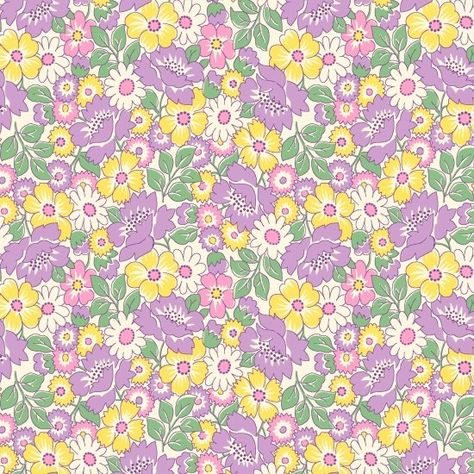 April Crafts, Vintage Quilts, Floral Fabric, Cute Pattern, Wall Collage, Flower Pattern, Pattern Wallpaper, Glass Collection, Blue Yellow