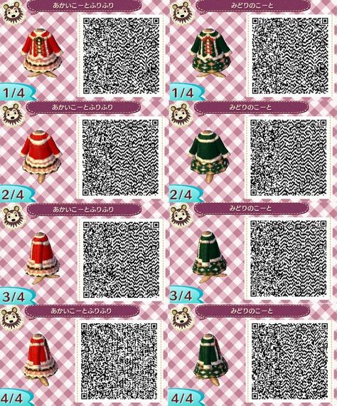 Animal Crossing New Leaf Qr Codes, Qr Code Animal Crossing, Dress Qr Code, Acnl Paths, Acnl Qr Codes, Motif Acnl, Diy Outfits, Animal Crossing 3ds, Animal Crossing New Leaf