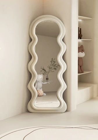 Modern Reflections: Contemporary Twist with Wavy Mirrors Wavy Mirror, Wooden Mirror Frame, Body Mirror, Living Room Mirrors, Mirror Designs, Floor Mirror, Room Aesthetic, My New Room, Dream Room