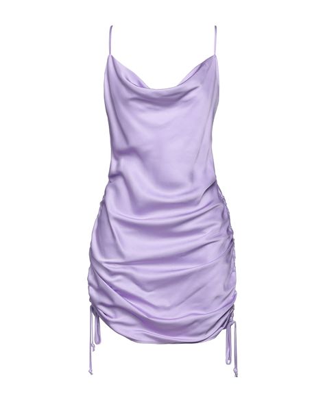 satin, frills, solid color, sleeveless, collar with draped neckline, unlined, no pockets, pencil style , Color: Lilac , Size: M Purple Satin Dress Short, Light Purple Dress Short, Light Purple Short Dress, Lavender Short Dress, Short Lavender Dress, Lavender Satin Dress, Vestido Color Lila, Purple Dress Short, Satin Dress Short