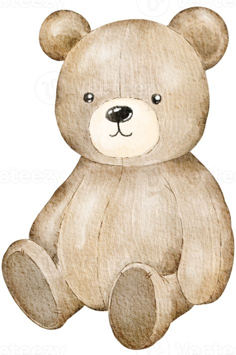 Watercolor Valentine's Day Teddy bear Teddy Bear Watercolor, Teddy Bear Cake Topper, Valentine Teddy Bear, Baby Shower Oso, Wedding Illustration Card, Teddy Bear Cake, Valentines Day Teddy Bear, Baby Scrapbook Album