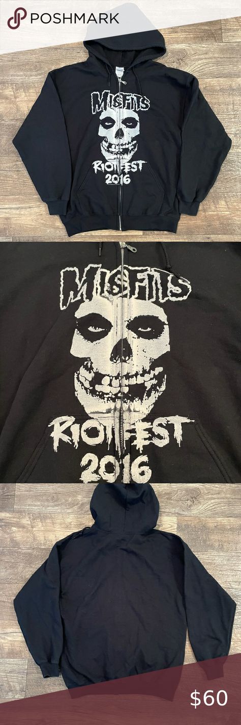 Misfits Riotfest 2016 Zip Up Hoodie Zip Up Hoodie, Zip Hoodie, Zip Ups, Graphic Sweatshirt, Plus Fashion, Sweatshirts, Fashion Trends, Fashion Tips, Clothes Design