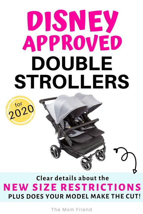 Headed to Disney? Before you plan out your stroller hacks, rental plans, or information on parking, make sure you know if your double stroller makes the cut and passes Disney's stroller rules at Disneyland and Walt Disney World parks. Plus get a list of double strollers that do, and those that do not for 2020! #disney #disneytravel #babygear Disneyland Stroller Hacks, Disney Stroller Decoration, Stroller For Disney World, Best Twin Strollers, Baby Jogger City Select Double, Triplet Stroller, Toddler Plane Travel, The Mom Friend, Stroller Hacks