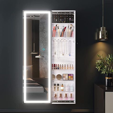 Jewelry Cabinet with Full Length Mirror,Movable Wall/Door Movable Mirror, Mirror With Jewelry Storage, Mirror Organizer, Full Length Mirror Cabinet, Jewelry Armoires, Mirror Jewelry Storage, Movable Walls, Jewelry Cabinet, Wall Door