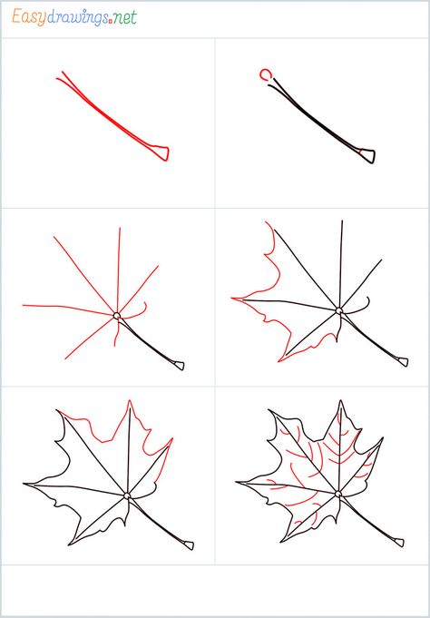 How to draw a fall leaf step by step - Easydrawings.net Autumn Drawing Easy, Leaf Drawing Easy, Maple Leaf Drawing, Fall Leaves Drawing, 2024 Journal, Leaves Doodle, Fall Drawings, Waterfall Paintings, Drawing Lesson