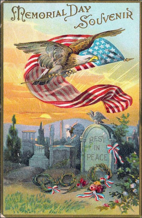 Antique vintage Memorial Day (Decoration Day) postcard Vintage Memorial Day, Patriotic Images, Memorial Day Decorations, Happy Memorial Day, Patriotic Holidays, Old Glory, Old Postcards, God Bless America, Veterans Day