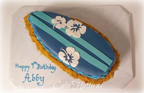 Surfboard Cake Ideas, Surfboard Cake, Surfer Cake, Hawaiian Birthday Cakes, Jack Daniels Cake, Summer Birthday Cake, Surf Cake, Cheesecake Frosting, Pull Apart Cupcake Cake