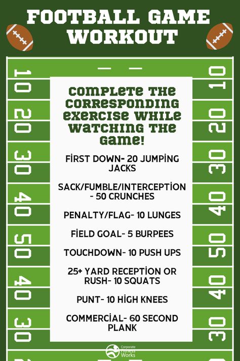 Football Workouts Training, Football Workouts, Best At Home Workout, Fitness Challenges, Wednesday Workout, Field Goal, Burpees, Football Game, Football Games