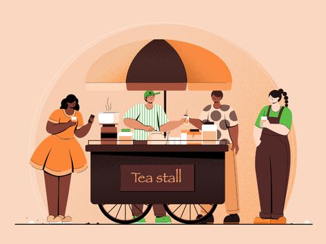 Tea Stall Illustration, Tea Stall, Food Stall Design, Cake Stall, Online Invitation Card, Adobe Photoshop Design, Poster Inspiration, Banking App, Action Verbs