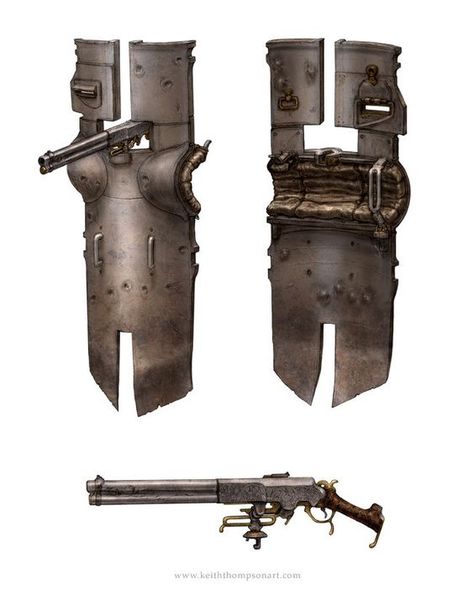 Fantasy Revolver, Keith Thompson, 다크 판타지, Post Apocalypse, Dungeons And Dragons Homebrew, Armor Concept, Dieselpunk, Tactical Gear, Zeppelin