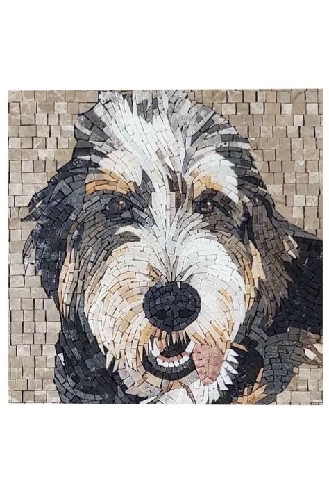 Mosaic Garden Ideas, Dog Mosaic, Animal Mosaic, Pet Portraiture, Mosaic Animals, Mosaic Murals, Dog Quilts, Mosaic Pictures, Custom Mosaic