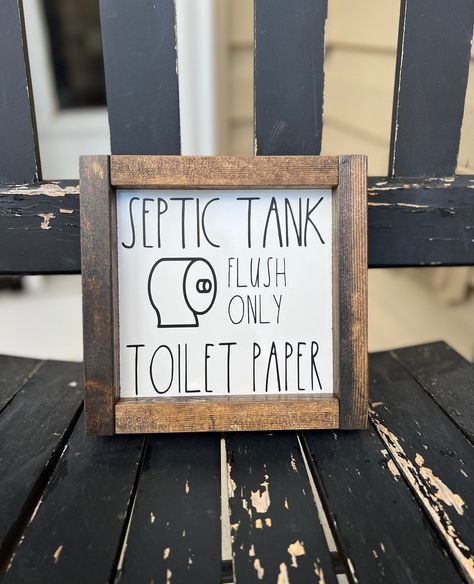 Excited to share this item from my #etsy shop: Septic Tank Flush Only Toilet Paper Wooden Sign, Septic System, toilet paper, bathroom decor, please flush only Paper Bathroom, Lake Bathroom, Bathroom Redesign, Artwork Ideas, Septic System, Cute Signs, Septic Tank, Wooden Sign, Wood Sign