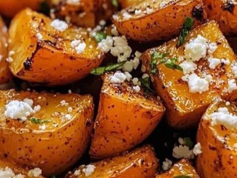 Feta And Honey, Potatoes With Feta, Honey Feta, Gizzards Recipe, Sweet Potato Benefits, Sweet Potato Recipes Roasted, Pinto Bean Recipes, Fried Chicken Legs, Crispy Roast Potatoes