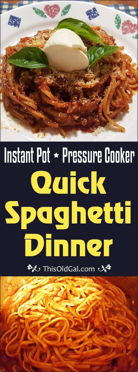 Best Instapot Recipes, Pressure Cooker Pasta, Instant Pot Spaghetti, Pressure Cooking Recipes, Vegetarian Instant Pot, Electric Pressure Cooker Recipes, Spaghetti Dinner, Easy Main Dishes, Instapot Recipes