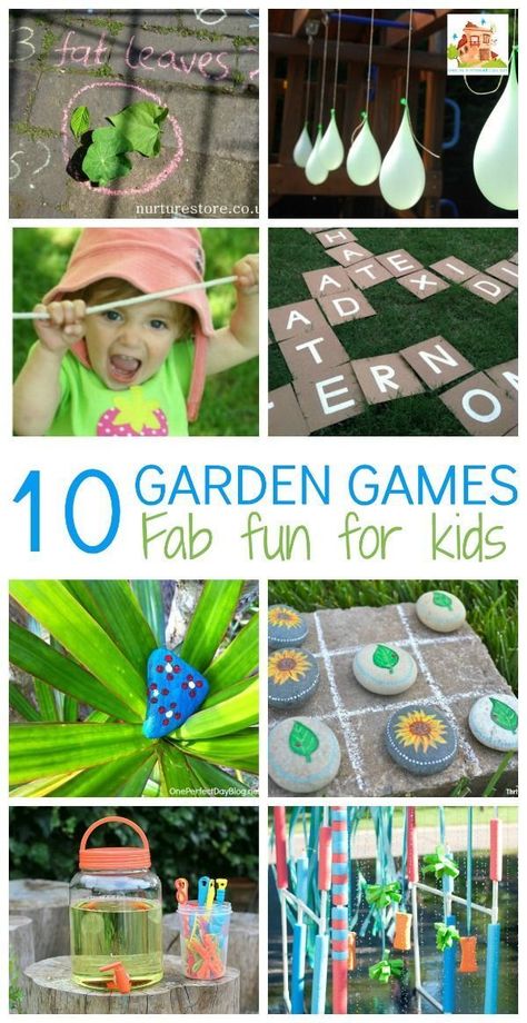 10 Great Kids Garden Games. Getting out in the garden is a great way to encourage children to be active and also you often find that if you start them off with an activity, they continue to play for a lot longer than you anticipated as their imagination does the rest. Here I share 10 garden games which are gab fun for kids and great to play in the yard or the garden. Yard Games For Kids, Outdoor Learning Activities, Outdoor Fun For Kids, Garden Activities, Kids Garden, Garden Games, Outdoor Games For Kids, Spring Fun, Fun Games For Kids