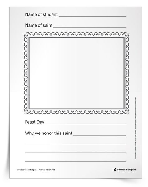 As an All Saints' Day activity, assign each student in your class a saint to research using Sadlier’s Lives of the Saints feature. After reading the online profile of a saint, invite students to complete this handout. Give each student a minute or two to present their report to the class before binding the handouts into a book, or display the finished handouts in your classroom or parish. Catholic Kids Activities, Saint Feast Days, Lives Of The Saints, Faith Formation, Catholic Kids, All Saints Day, Book Report, Religious Education, Teaching Activities