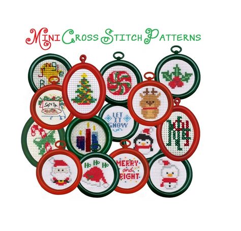 Mini Cross Stitch Christmas Ornaments, Tiny Christmas Cross Stitch Patterns, Vintage Cross Stitch Pattern, Holiday Cross Stitch, Tiny Gifts, Cross Stitch Christmas, Cross Stitch Christmas Ornaments, Stitch Gift, Dmc Embroidery Floss