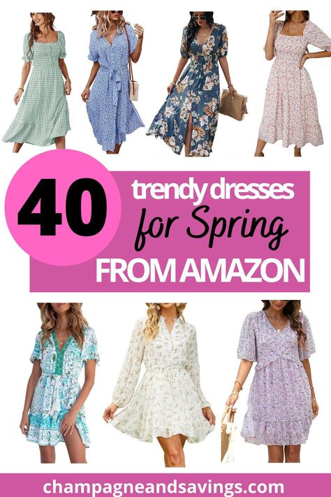 Cute Spring Dresses For Women, Spring Outfits 2023 Dress, Casual Spring Dresses 2023, Best Amazon Dresses For Women 2022, Easter Dresses Amazon, Trendy Easter Outfits For Women, Early Spring Dress Outfits, Women's Easter Outfit, Easter Dresses For Teens